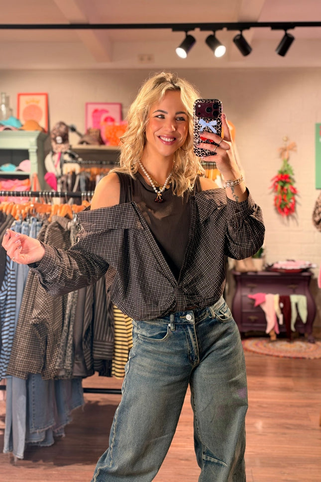 BLOUSE OFF SHOULDER JOY BRUIN - Hip is het