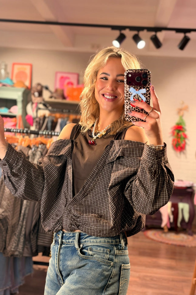 BLOUSE OFF SHOULDER JOY BRUIN - Hip is het