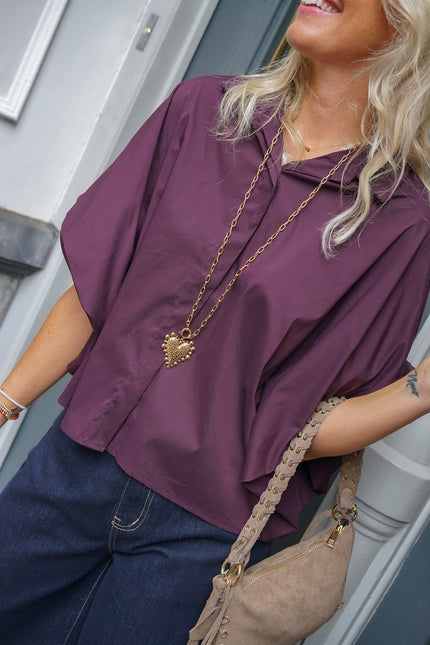 BLOUSE SILKE AUBERGINE - Hip is het