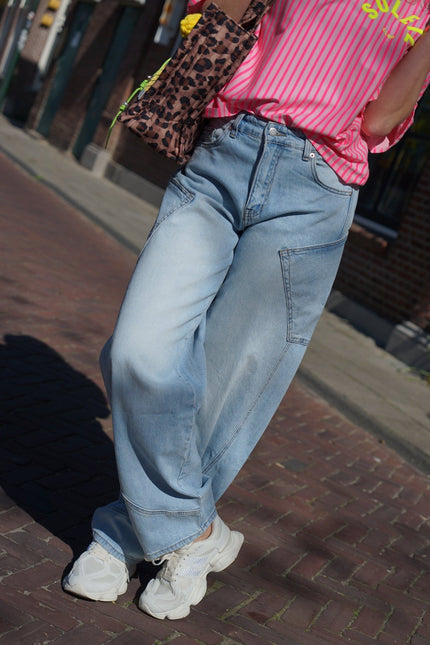 CARGO BALLOON JEANS LIA BLAUW - Hipishet