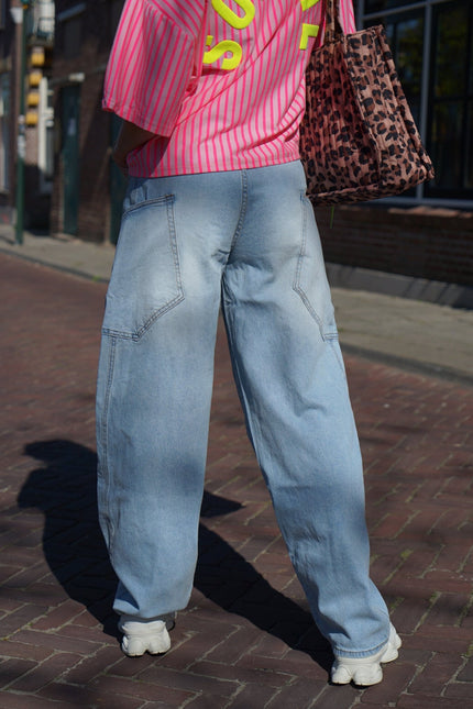 CARGO BALLOON JEANS LIA BLAUW - Hipishet