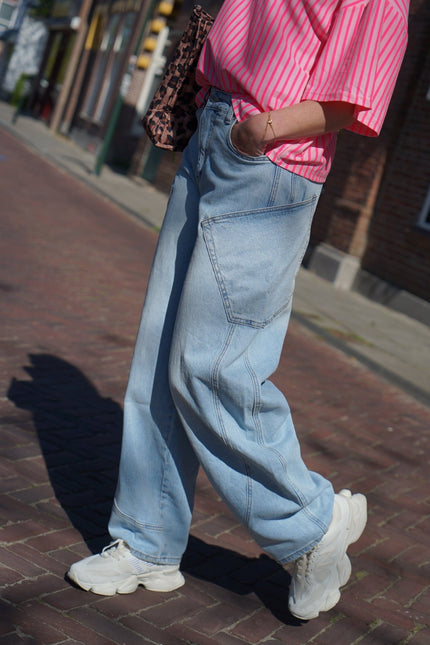CARGO BALLOON JEANS LIA BLAUW - Hipishet