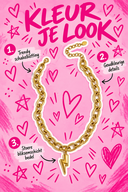 CHUNKY CHAIN KETTING BLIKSEM - Hip is het