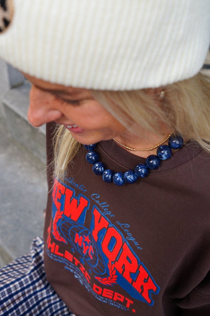 CHUNKY KETTING BELLA GEMELEERD BLAUW - Hip is het