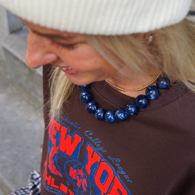 CHUNKY KETTING BELLA GEMELEERD BLAUW - Hip is het