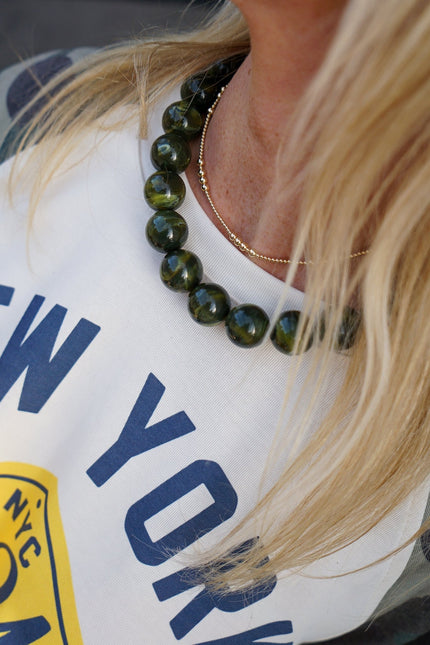CHUNKY KETTING BELLA GEMELEERD GROEN - Hip is het
