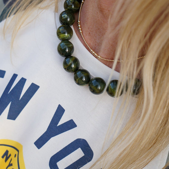 CHUNKY KETTING BELLA GEMELEERD GROEN - Hip is het