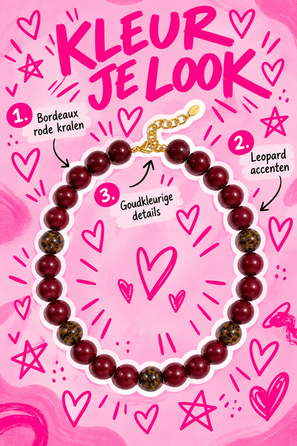CHUNKY KETTING BORDEAUX PANTER - Hip is het