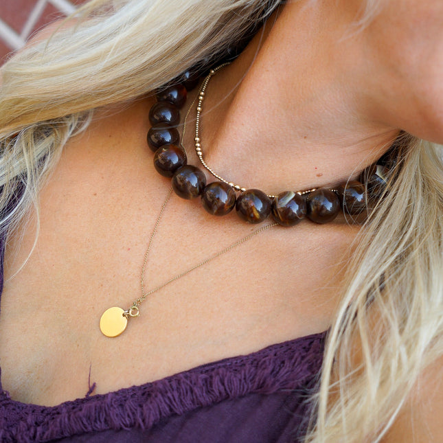 CHUNKY KETTING GEMELEERD BRUIN - Hip is het