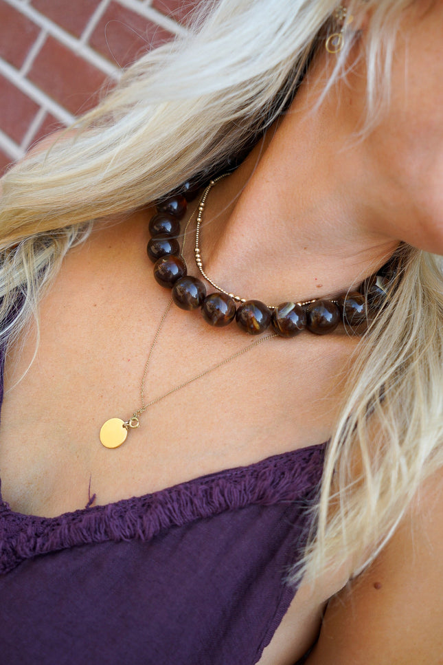 CHUNKY KETTING GEMELEERD BRUIN - Hip is het