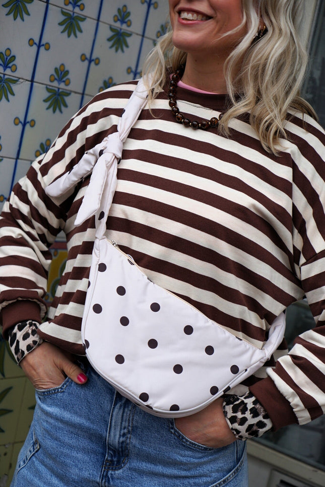 CROSS BODY TAS DOTS ECRU BRUIN - Hipishet
