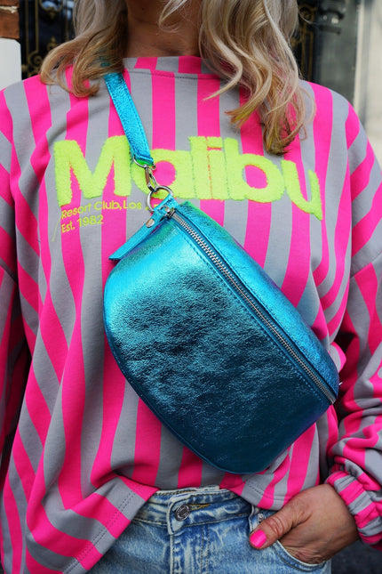 CROSSBODY TAS METALLIC BLAUW - Hipishet