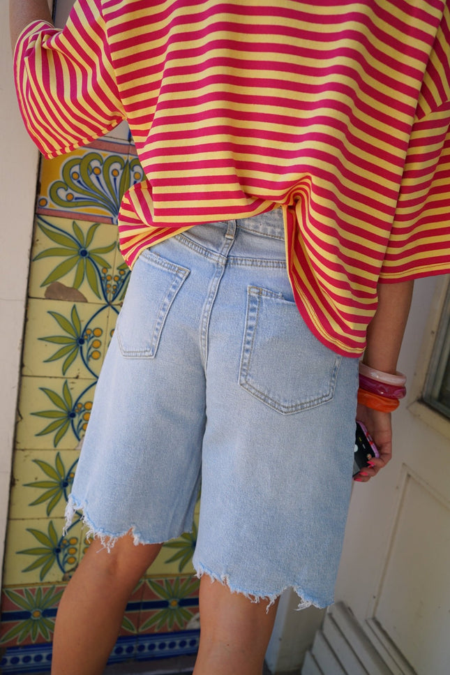 DENIM BERMUDA BELLA BLAUW - Hipishet