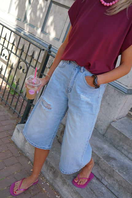 DENIM BERMUDA RIV BLAUW - Hipishet