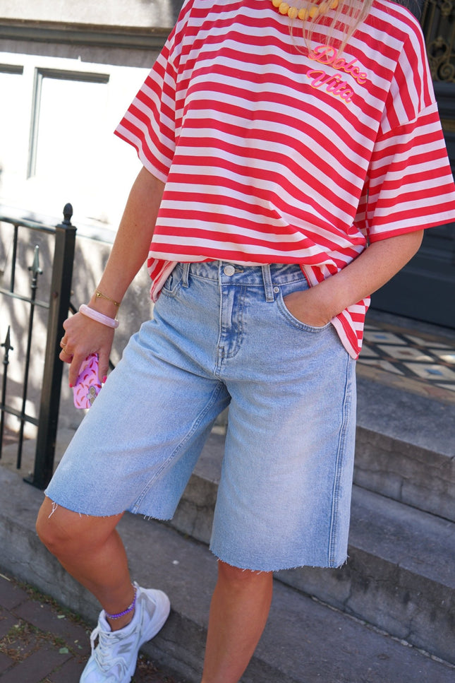 DENIM BERMUDA ROMEE BLAUW - Hipishet