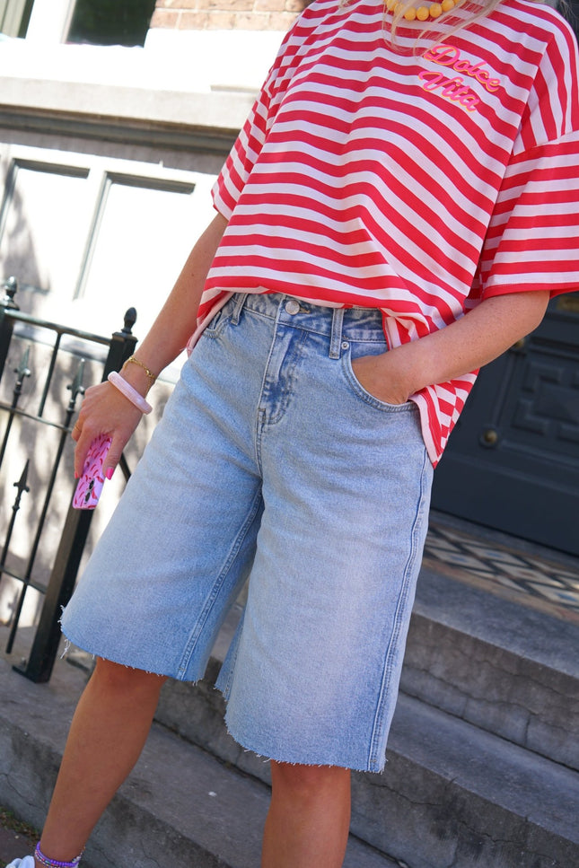 DENIM BERMUDA ROMEE BLAUW - Hipishet
