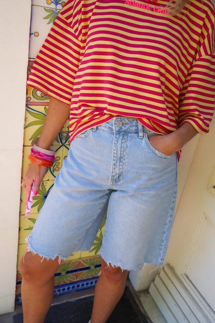 DENIM BERMUDA SHORT BELLA BLAUW - Hipishet