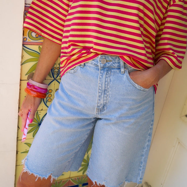 DENIM BERMUDA SHORT BELLA BLAUW - Hipishet