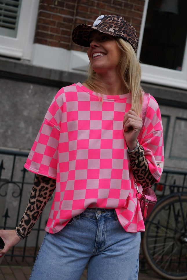 GEBLOKTE TOP CHERRY ROZE - Hipishet