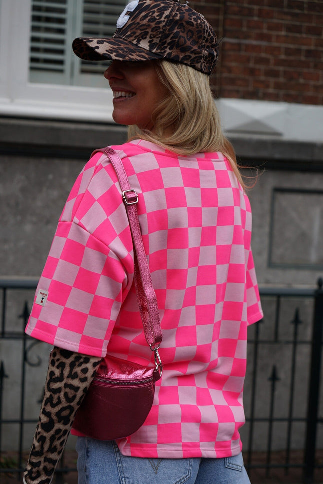 GEBLOKTE TOP CHERRY ROZE - Hipishet