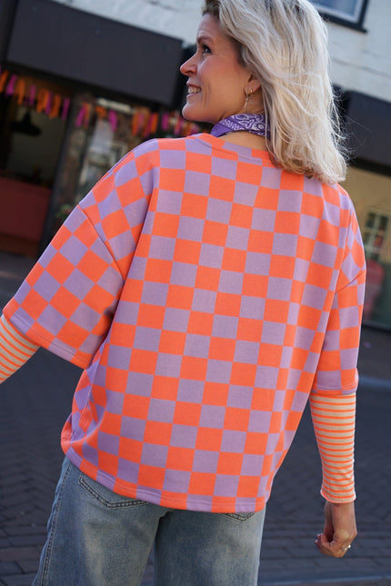 GEBLOKTE TOP LILA ORANJE - Hipishet