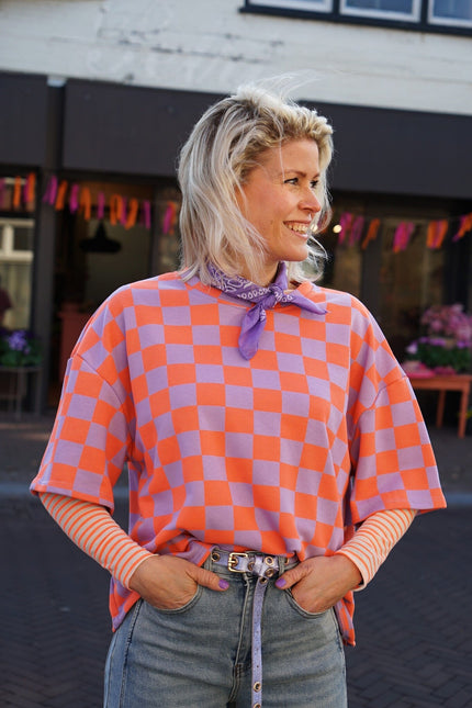 GEBLOKTE TOP LILA ORANJE - Hipishet