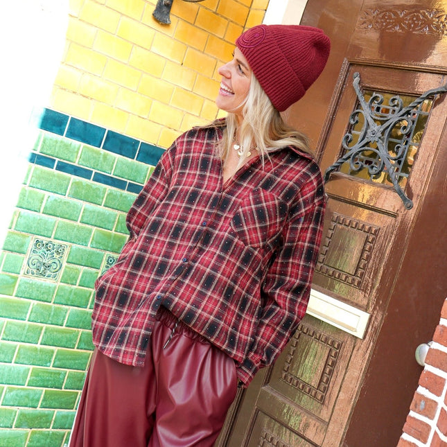 GERUITE BLOUSE BENTHE GLITTER ROOD - Hip is het