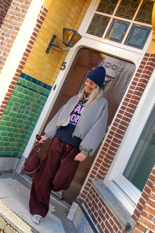 JACKET MANDY GERUIT NAVY - Hip is het