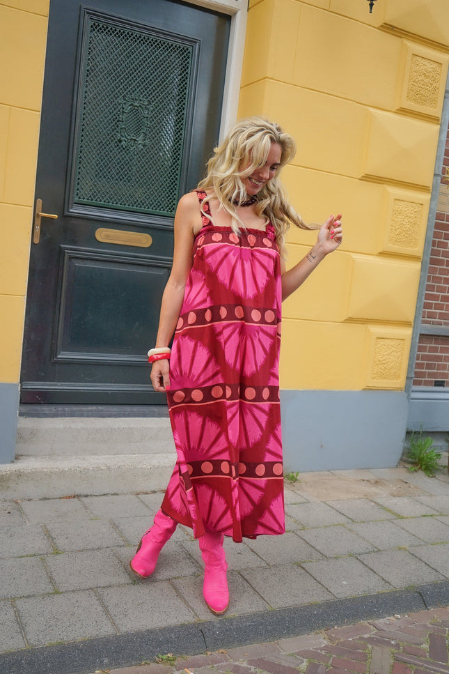 KATOENEN JURK MILLY PRINT BORDEAUX - Hip is het