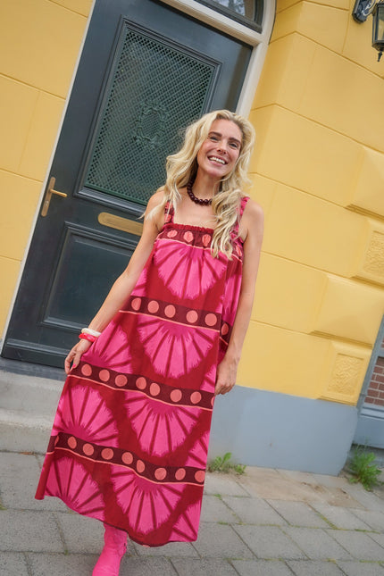 KATOENEN JURK MILLY PRINT BORDEAUX - Hip is het
