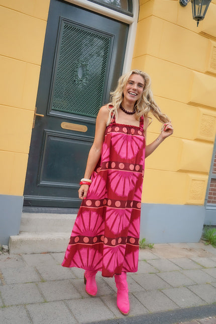KATOENEN JURK MILLY PRINT BORDEAUX - Hip is het