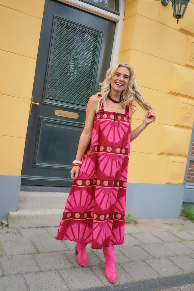KATOENEN JURK MILLY PRINT BORDEAUX - Hip is het