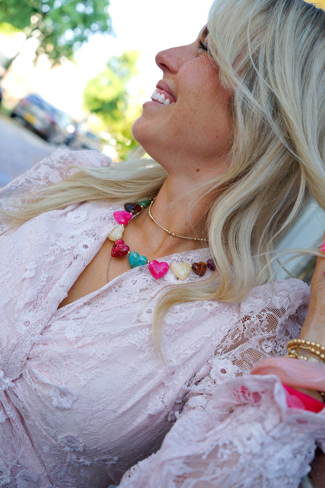 KETTING HARTJES MULTICOLOUR - Hip is het