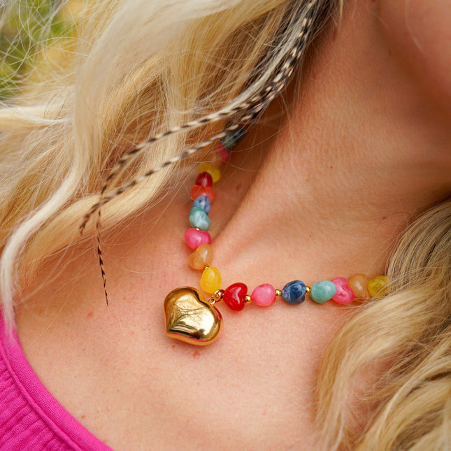 KETTING RAINBOW HEART - Hipishet