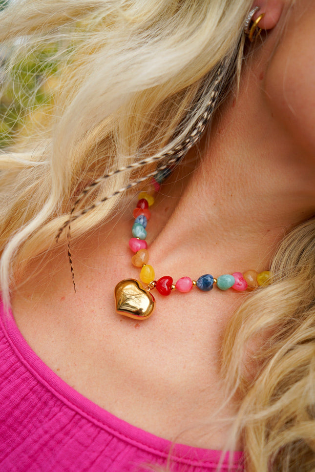 KETTING RAINBOW HEART - Hipishet