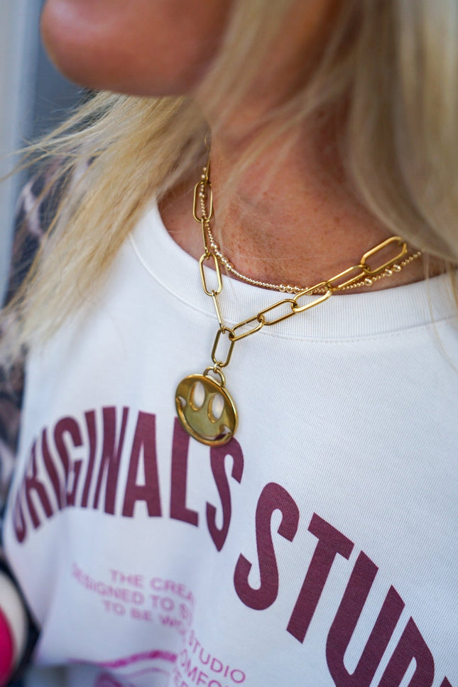 KETTING SMILEY GOUD - Hip is het