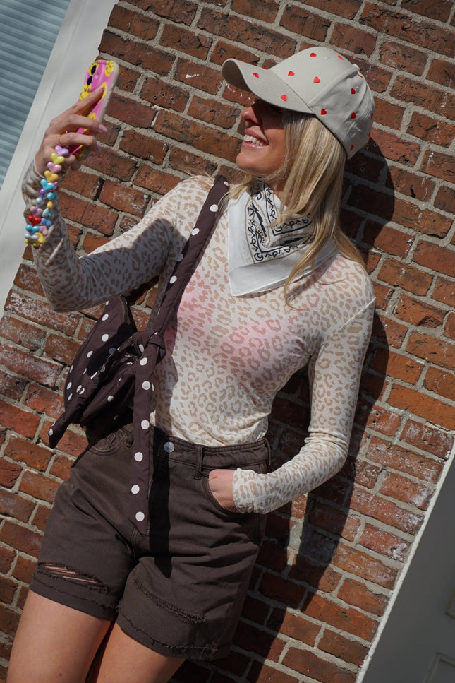 LEOPARD MESH TOP BEIGE - Hipishet