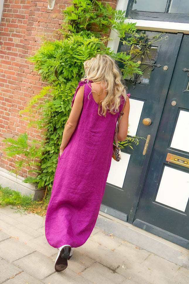 LINNEN JURK YARA MAGENTA - Hip is het