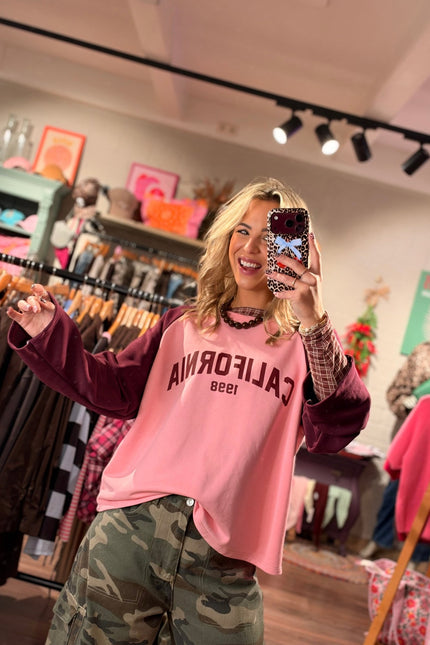 LONGSLEEVE ANNET CALIFORNIA ROZE BORDEAUX - Hip is het