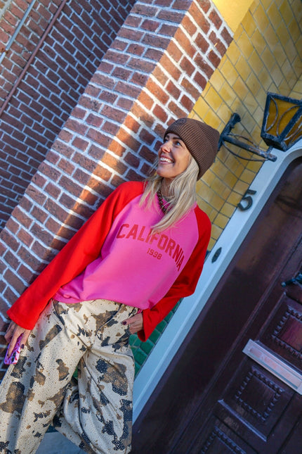 LONGSLEEVE ANNET CALIFORNIA ROZE ROOD - Hip is het