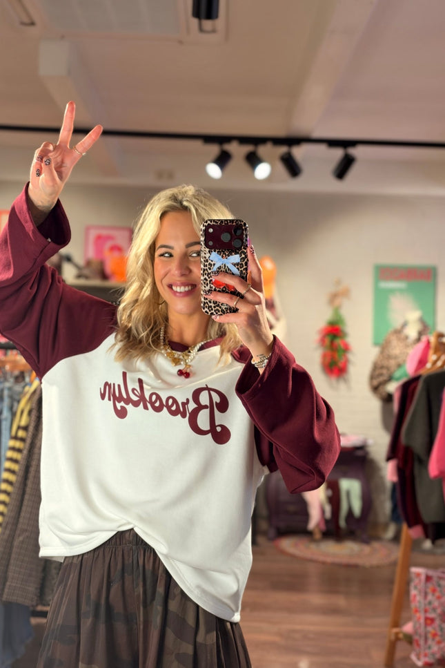 LONGSLEEVE BROOKLYN BORDEAUX - Hip is het