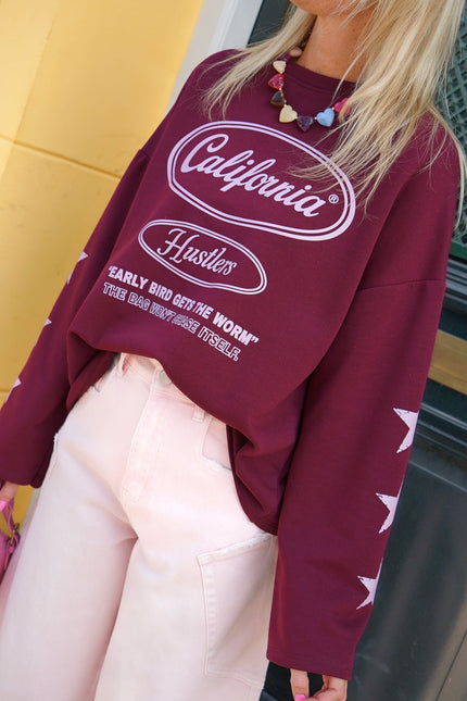 LONGSLEEVE CALIFORNIA BORDEAUX - Hip is het