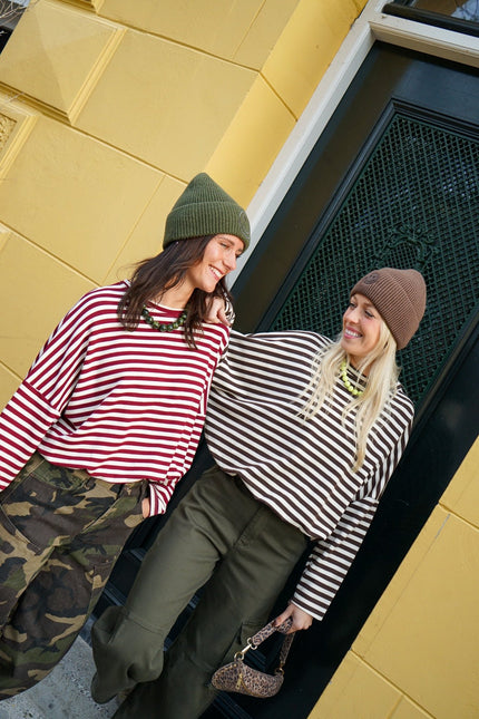 LONGSLEEVE FENNE BRUIN ECRU - Hip is het