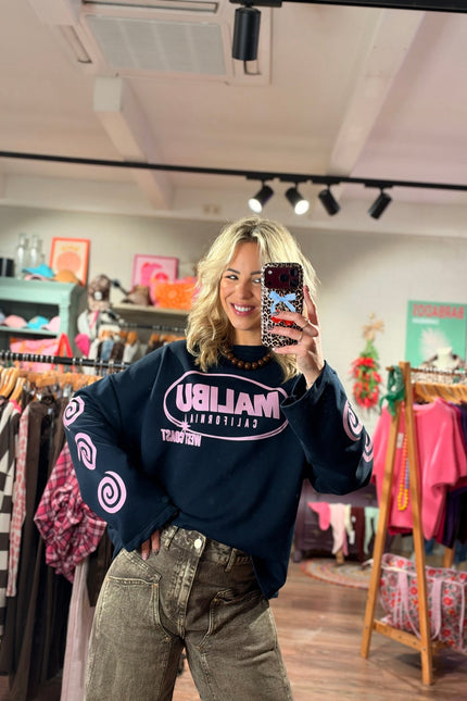 LONGSLEEVE MALIBU NAVY - Hip is het