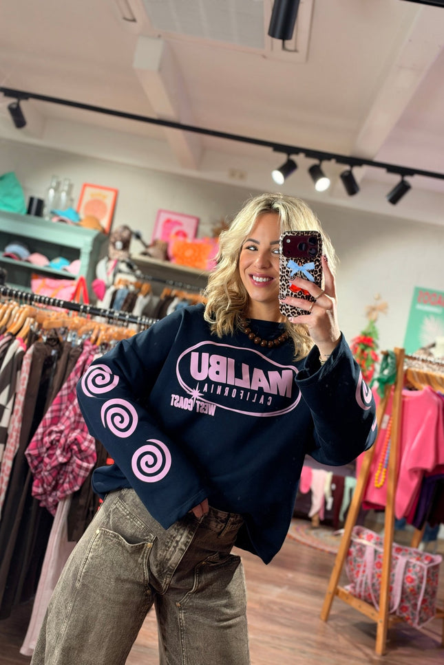 LONGSLEEVE MALIBU NAVY - Hip is het