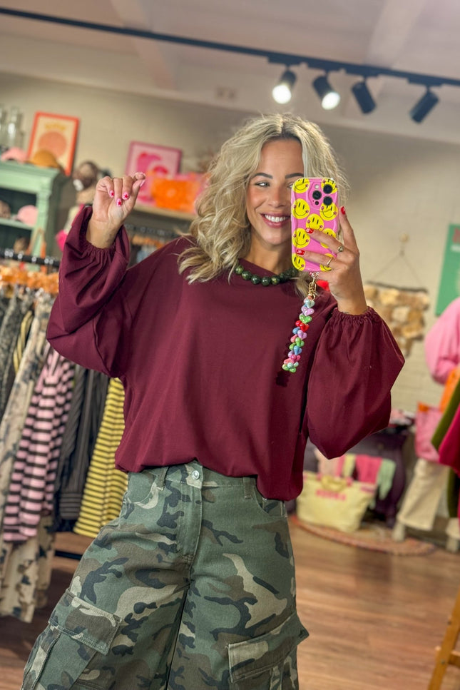 LONGSLEEVE MARA BORDEAUX - Hip is het