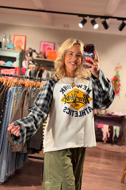 LONGSLEEVE NEW YORK ATHLETICS NAVY - Hip is het