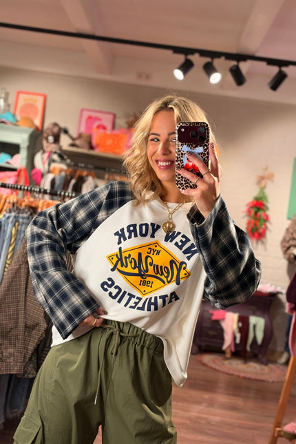 LONGSLEEVE NEW YORK ATHLETICS NAVY - Hip is het