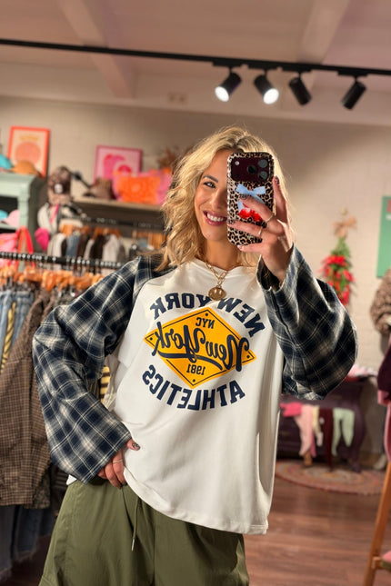 LONGSLEEVE NEW YORK ATHLETICS NAVY - Hip is het