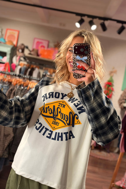 LONGSLEEVE NEW YORK ATHLETICS NAVY - Hip is het